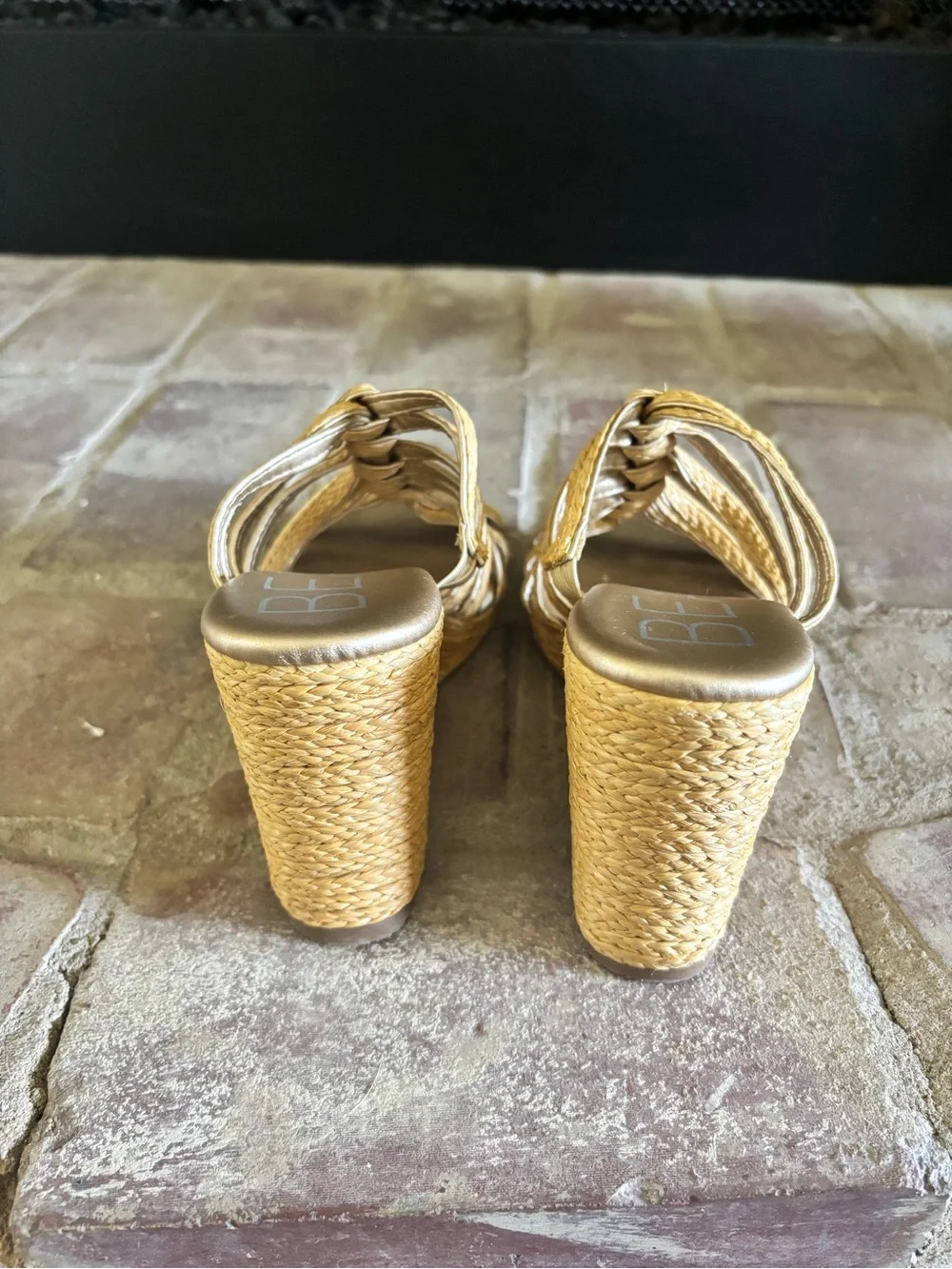 Beach Gold Braided Knot Slide Wedges